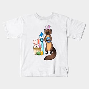 Cute ferret painting Easter eggs Kids T-Shirt